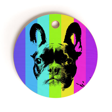 Ginger Pigg Rainbow Frenchie Cutting Board Round