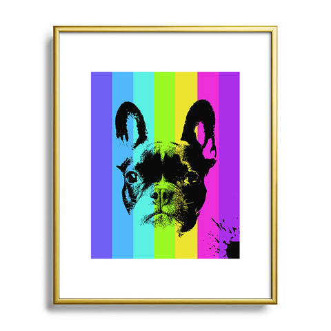 Ginger Pigg Rainbow Frenchie Metal Framed Art Print
