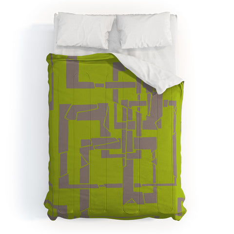 Gneural Broken Pipes Lime Comforter