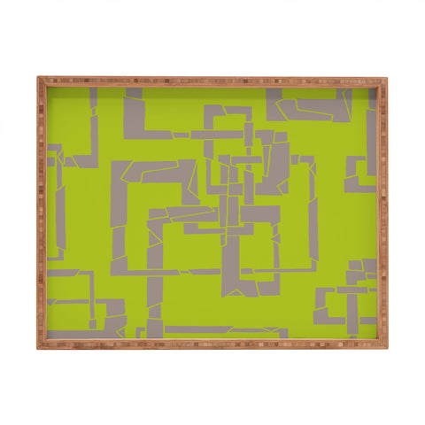 Gneural Broken Pipes Lime Rectangular Tray