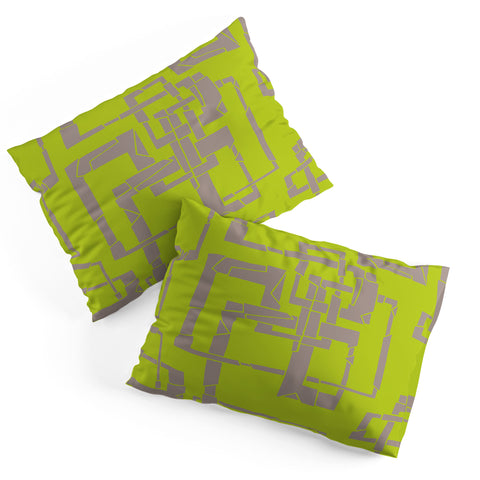 Gneural Broken Pipes Lime Pillow Shams