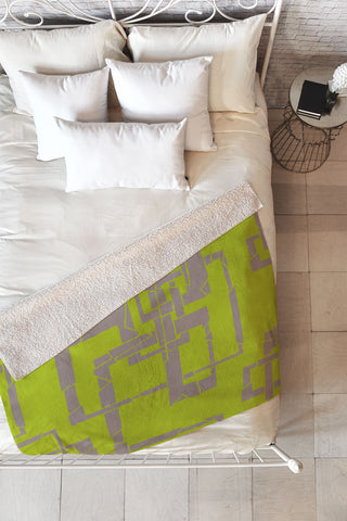 Gneural Broken Pipes Lime Fleece Throw Blanket