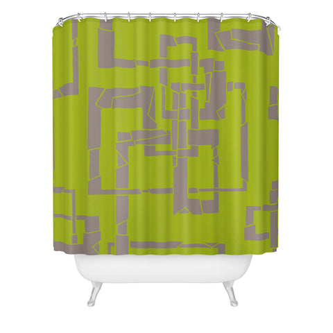 Gneural Broken Pipes Lime Shower Curtain