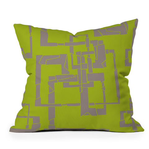 Gneural Broken Pipes Lime Throw Pillow