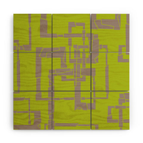 Gneural Broken Pipes Lime Wood Wall Mural