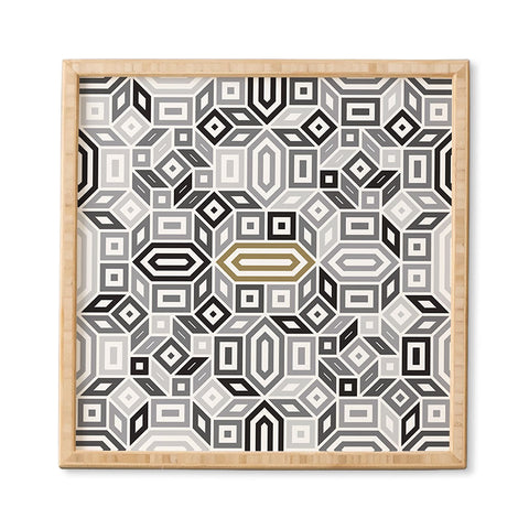 Gneural Geomaze Grayscale Framed Wall Art