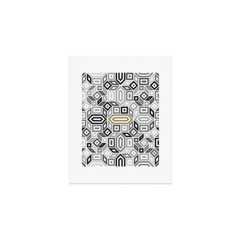 Gneural Geomaze Grayscale Art Print