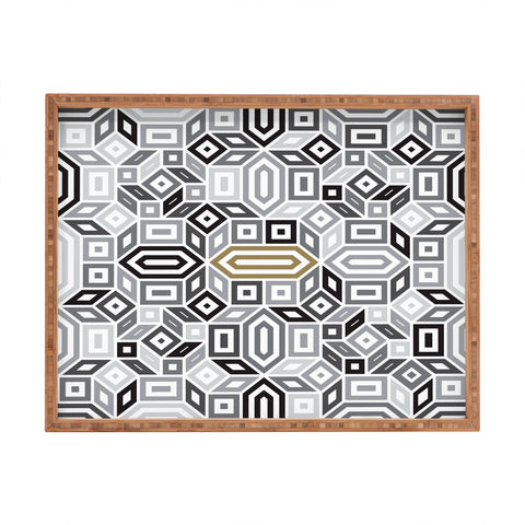 Gneural Geomaze Grayscale Rectangular Tray