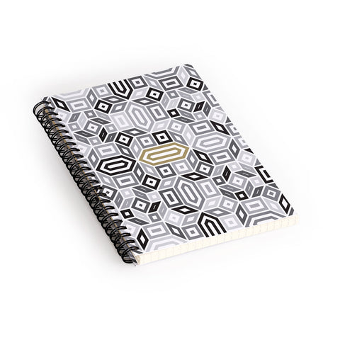 Gneural Geomaze Grayscale Spiral Notebook