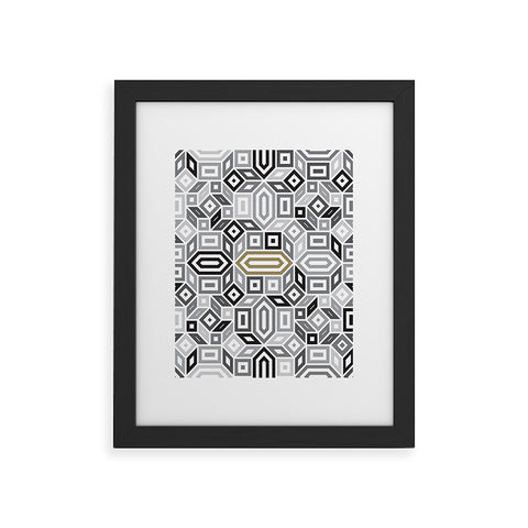 Gneural Geomaze Grayscale Framed Art Print