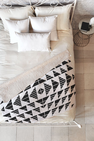 Gneural Neu Tribal Black Fleece Throw Blanket