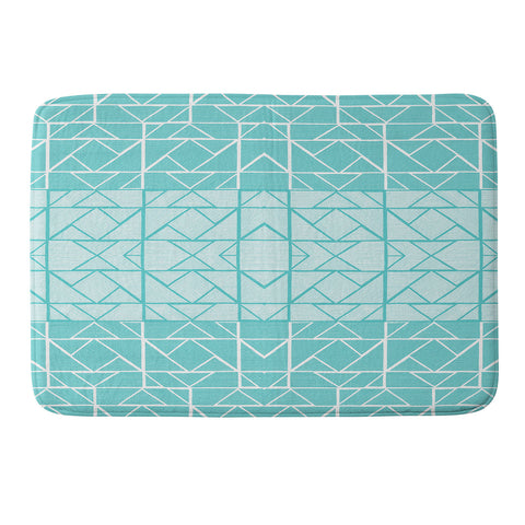 Gneural Shifting Pyramids Cyan Memory Foam Bath Mat