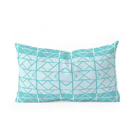Gneural Shifting Pyramids Cyan Oblong Throw Pillow