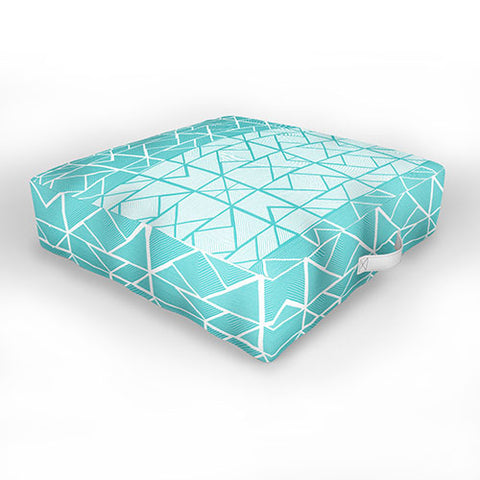 Gneural Shifting Pyramids Cyan Outdoor Floor Cushion