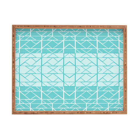 Gneural Shifting Pyramids Cyan Rectangular Tray