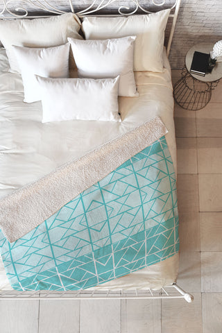 Gneural Shifting Pyramids Cyan Fleece Throw Blanket