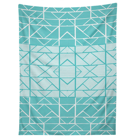 Gneural Shifting Pyramids Cyan Tapestry