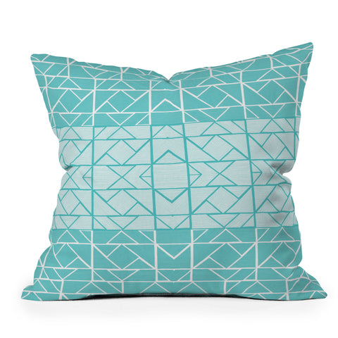 Gneural Shifting Pyramids Cyan Throw Pillow