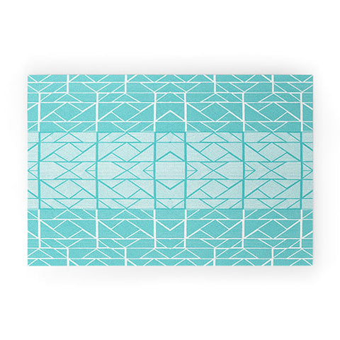 Gneural Shifting Pyramids Cyan Welcome Mat