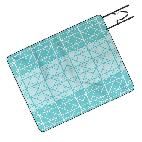 Gneural Shifting Pyramids Cyan Picnic Blanket