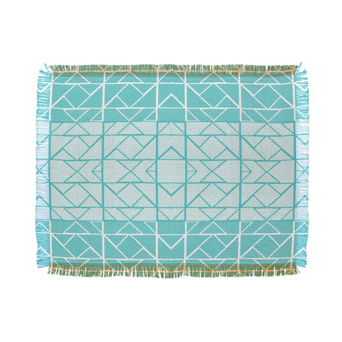 Gneural Shifting Pyramids Cyan Throw Blanket