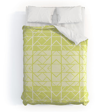 Gneural Shifting Pyramids Lemon Duvet Cover