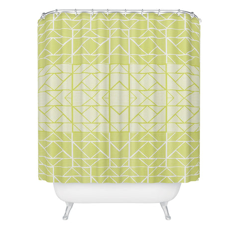 Gneural Shifting Pyramids Lemon Shower Curtain