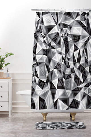 Gneural Triad Illusion Gray Shower Curtain And Mat