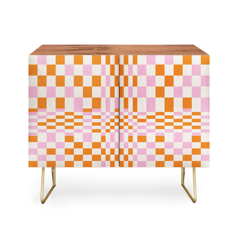 Grace Colorful Checkered Pattern Credenza