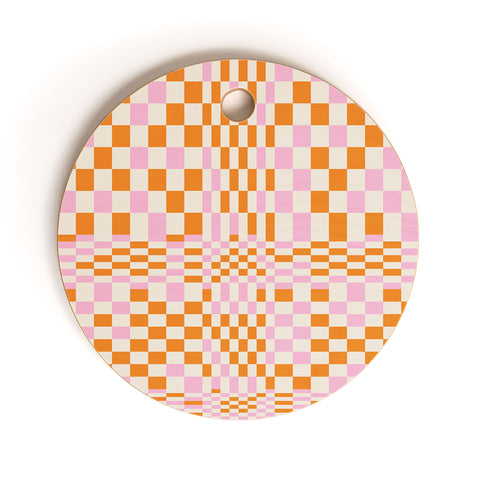 Grace Colorful Checkered Pattern Cutting Board Round
