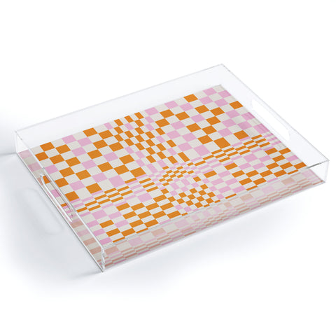 Grace Colorful Checkered Pattern Acrylic Tray