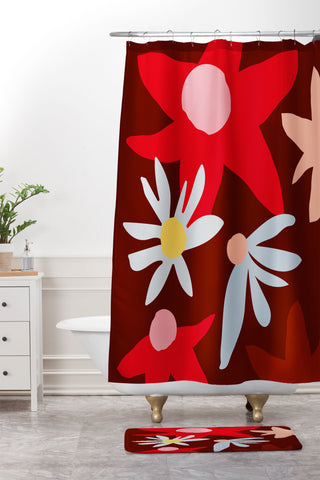 Grace Fall flowers I Shower Curtain And Mat