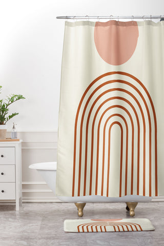 Grace Full moon rainbow Shower Curtain And Mat