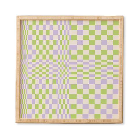 Grace Happy Colorful Checkered Pattern Framed Wall Art