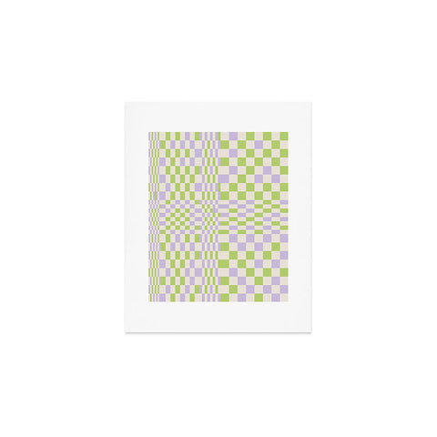 Grace Happy Colorful Checkered Pattern Art Print