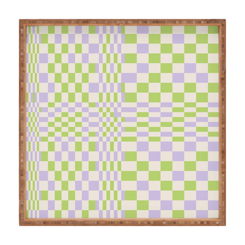 Grace Happy Colorful Checkered Pattern Square Tray
