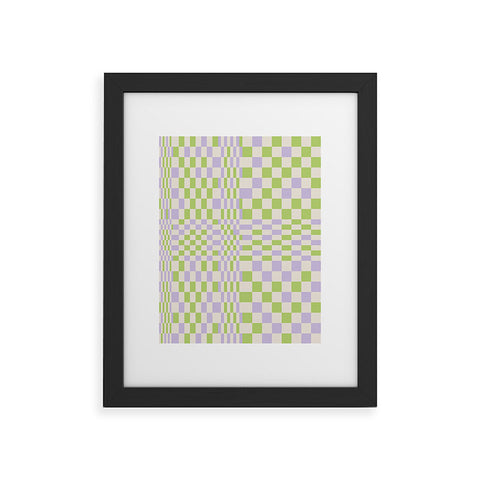 Grace Happy Colorful Checkered Pattern Framed Art Print