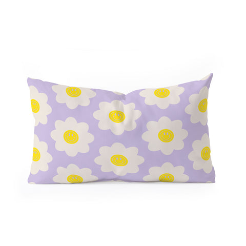 Grace Happy Flower Retro Pattern Oblong Throw Pillow