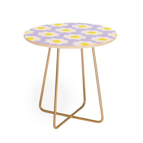 Grace Happy Flower Retro Pattern Round Side Table