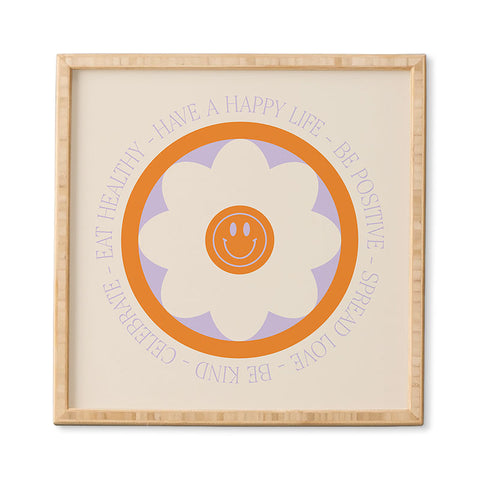 Grace Have a Happy Life Lilac and Orange Framed Wall Art