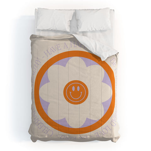 Grace Have a Happy Life Lilac and Orange Comforter