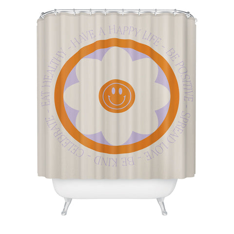 Grace Have a Happy Life Lilac and Orange Shower Curtain