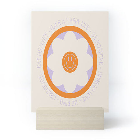 Grace Have a Happy Life Lilac and Orange Mini Art Print