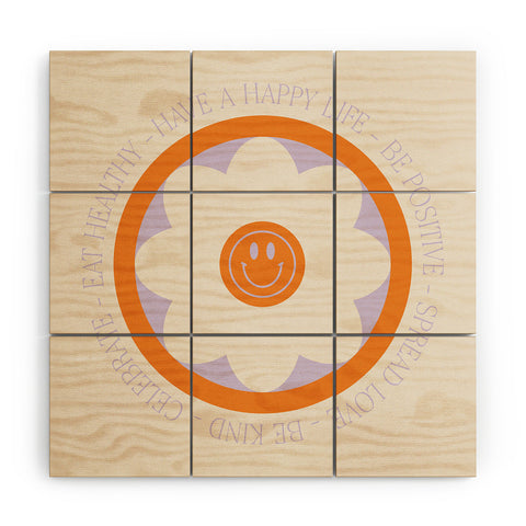 Grace Have a Happy Life Lilac and Orange Wood Wall Mural