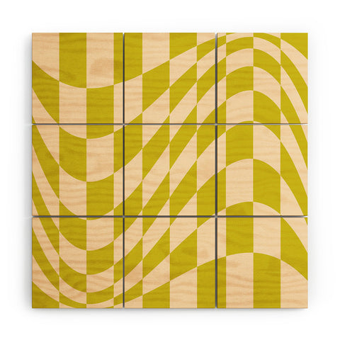 Grace Modern twenties green pattern Wood Wall Mural