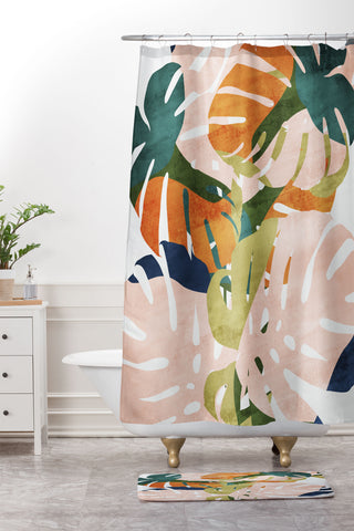 Grace Monstera Shower Curtain And Mat
