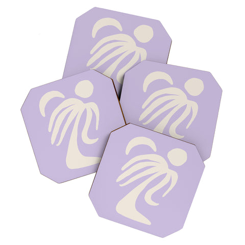 Grace Palm Lilac Coaster Set