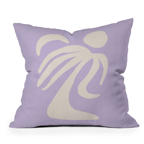 Grace Palm Lilac Throw Pillow