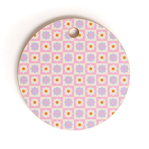 Grace Retro Flower Pattern II Cutting Board Round