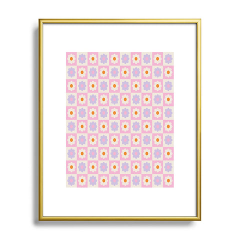 Grace Retro Flower Pattern II Metal Framed Art Print